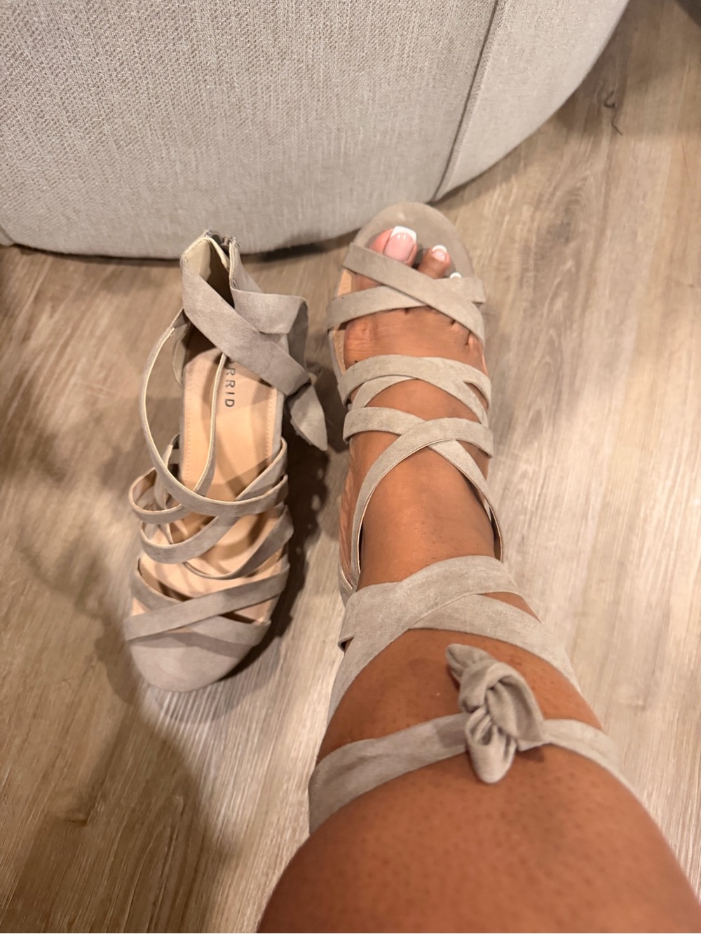 Torrid NWT Strappy Lace-Up Wedges in Taupe - Picture 3 of 9